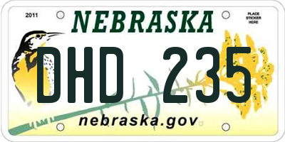 NE license plate DHD235