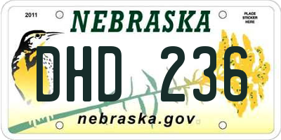 NE license plate DHD236