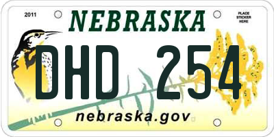 NE license plate DHD254