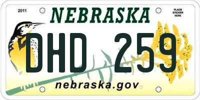 NE license plate DHD259