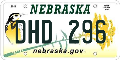 NE license plate DHD296