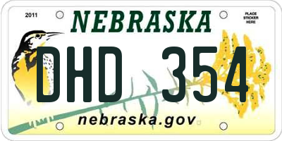 NE license plate DHD354