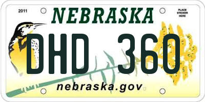 NE license plate DHD360