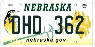 NE license plate DHD362
