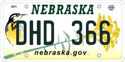 NE license plate DHD366