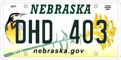NE license plate DHD403