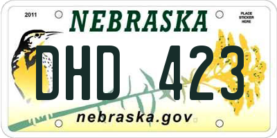NE license plate DHD423