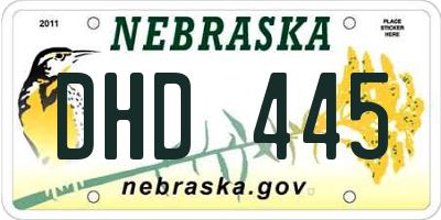 NE license plate DHD445