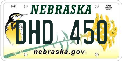 NE license plate DHD450
