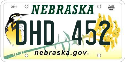 NE license plate DHD452