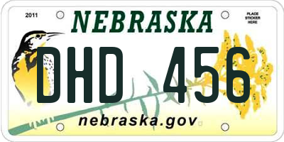 NE license plate DHD456