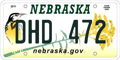 NE license plate DHD472