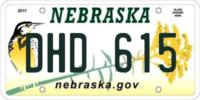 NE license plate DHD615