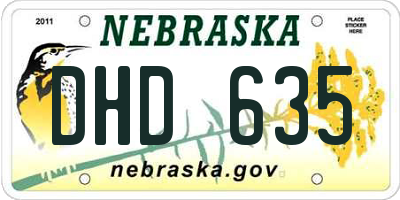 NE license plate DHD635