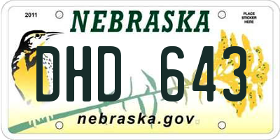 NE license plate DHD643