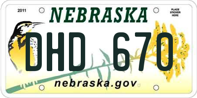 NE license plate DHD670