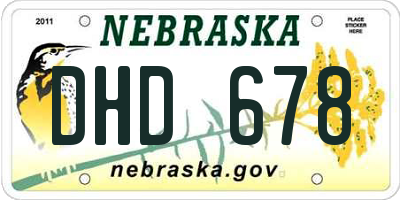 NE license plate DHD678