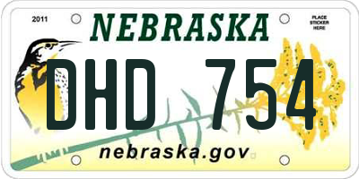 NE license plate DHD754