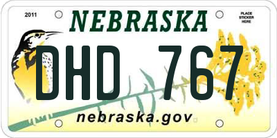 NE license plate DHD767