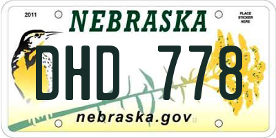 NE license plate DHD778