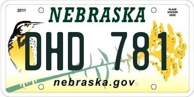 NE license plate DHD781