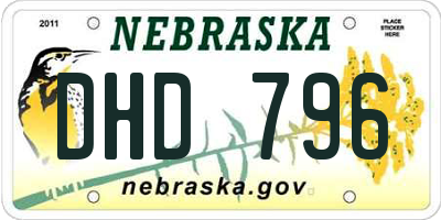 NE license plate DHD796