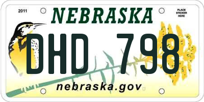 NE license plate DHD798
