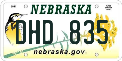 NE license plate DHD835