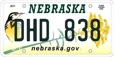 NE license plate DHD838