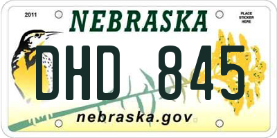 NE license plate DHD845