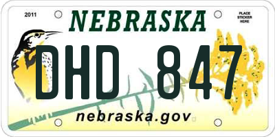 NE license plate DHD847