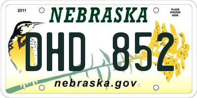 NE license plate DHD852