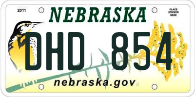 NE license plate DHD854