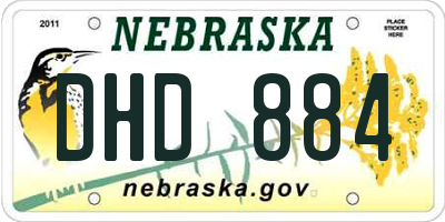 NE license plate DHD884