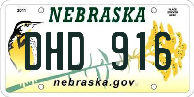 NE license plate DHD916