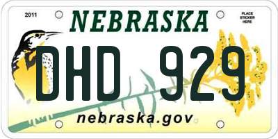 NE license plate DHD929