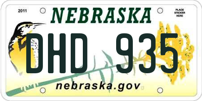NE license plate DHD935