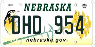 NE license plate DHD954