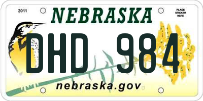 NE license plate DHD984