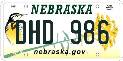 NE license plate DHD986