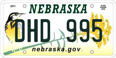 NE license plate DHD995
