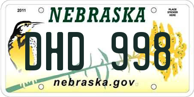 NE license plate DHD998