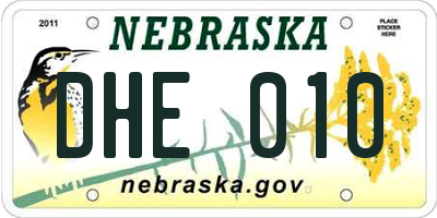 NE license plate DHE010