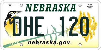 NE license plate DHE120