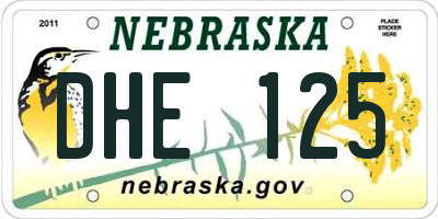 NE license plate DHE125