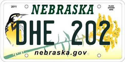 NE license plate DHE202