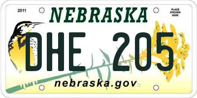 NE license plate DHE205