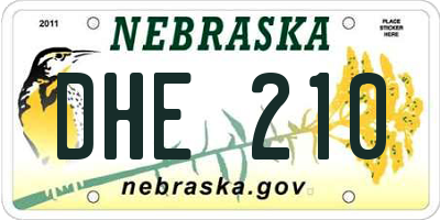 NE license plate DHE210