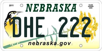 NE license plate DHE222
