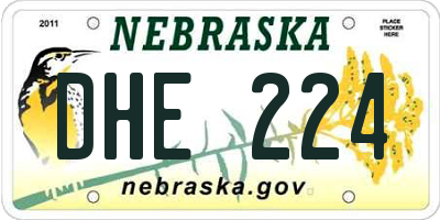 NE license plate DHE224